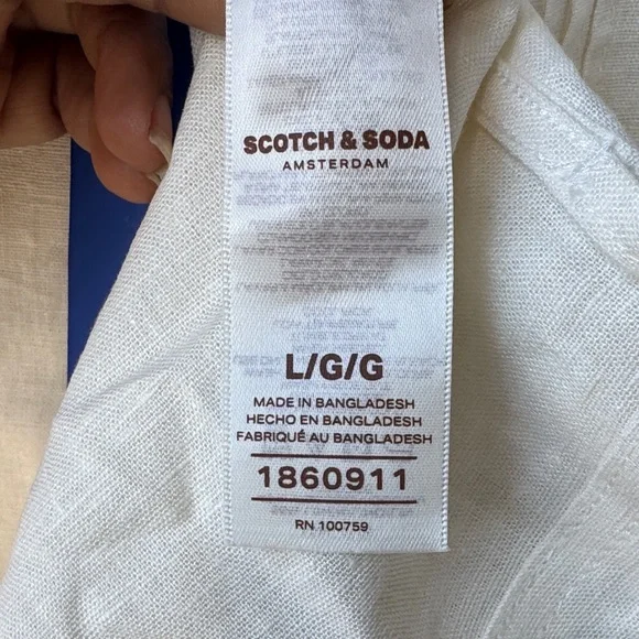 Scotch & Soda Men's Light Cream Button Down Shirt - Picture 3 of 12